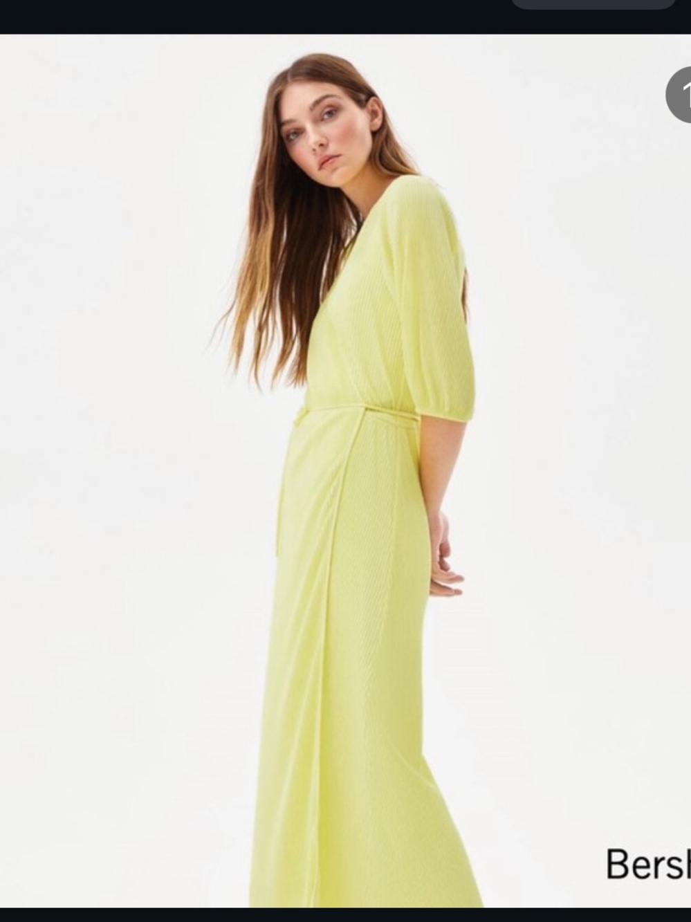 Bershka Pale Lemon Green Maxi Wrap Dress